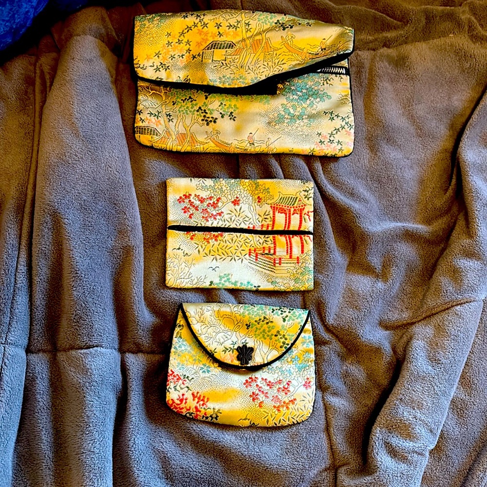Three Beautiful Chinese Silk Pouches